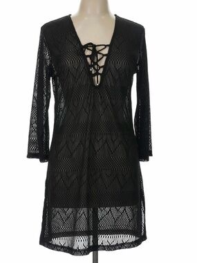 Pacific Beach Black Sheer Lace cover up